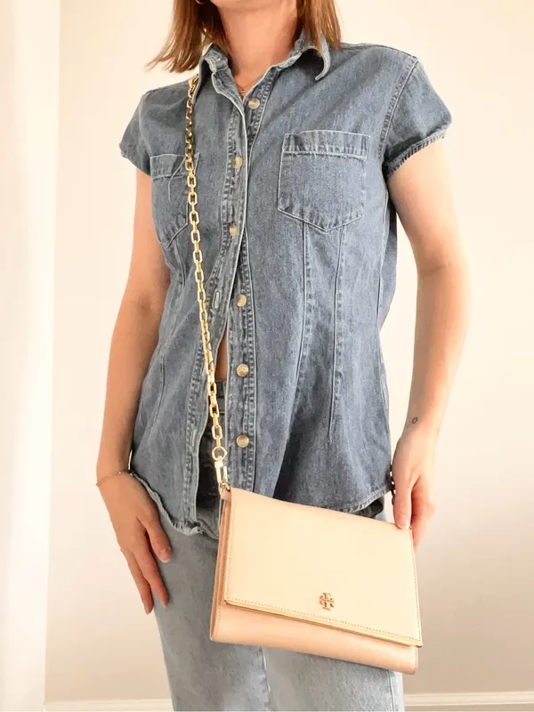 Tory Burch Pale Pink Saffiano Leather Chain Crossbody - Image 2