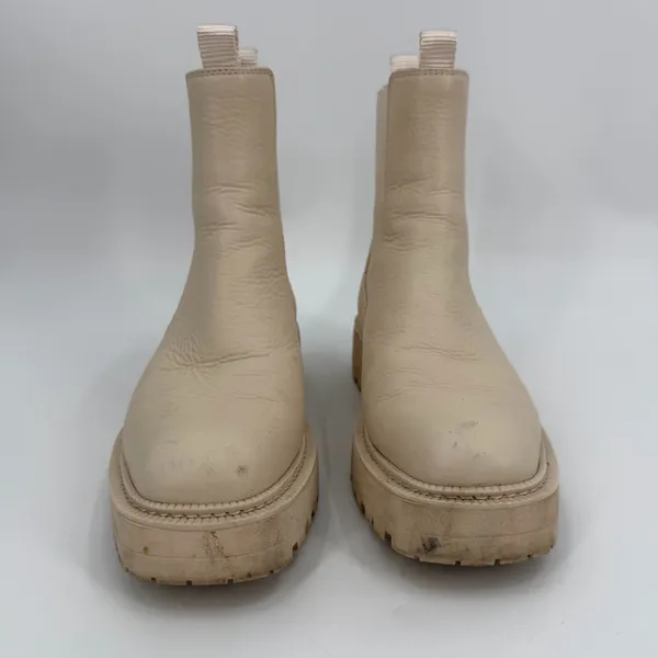 Sam Edelman Boots Women 8.5 M Cream Leather LAGUNA Chelsea Lug Sole Utility READ - Image 3