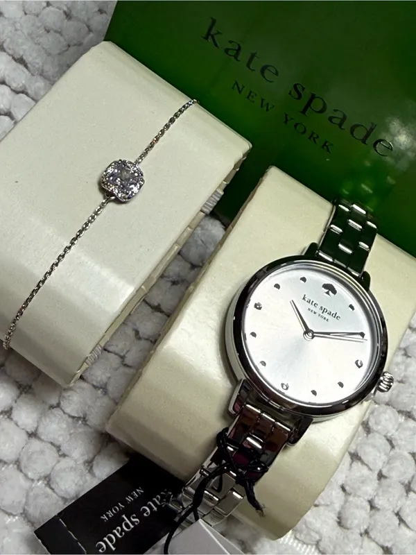Kate Spade NY Metro Three-Hand Quartz Bracelet Watch & Crystal Bracelet Set NWT - Image 4