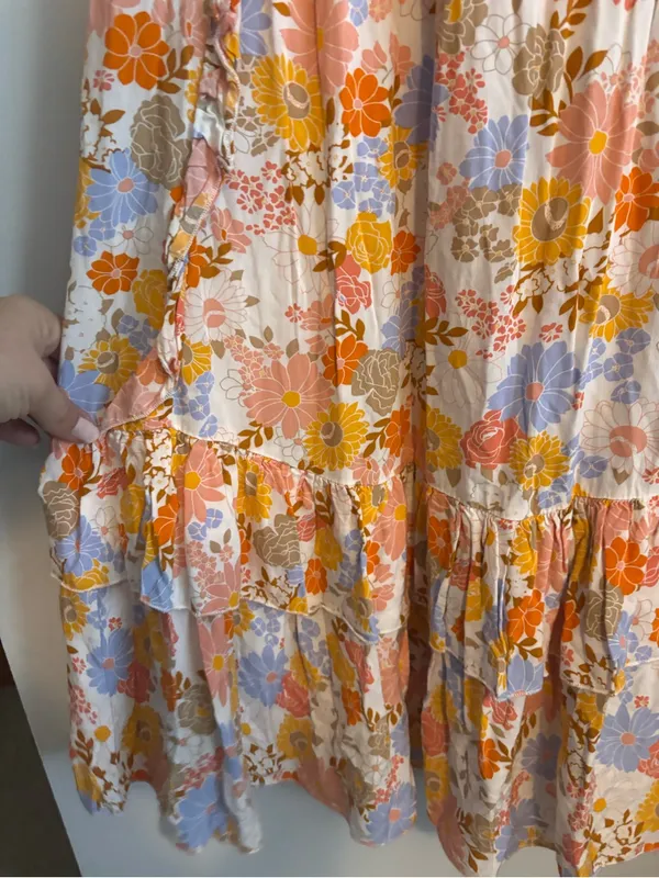 Anthropologie Abel the Label Orange Pink Floral Maxi Sun Dress - Image 4