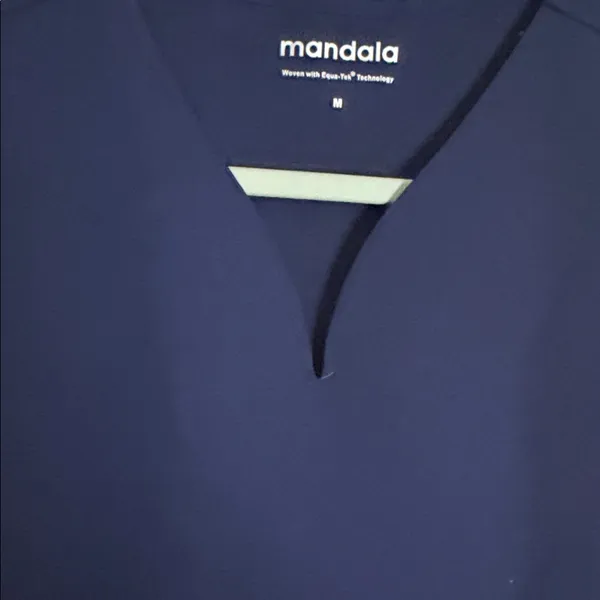 Mandala Women's Navy V-Neck Short Sleeve Scrub Top - Image 3