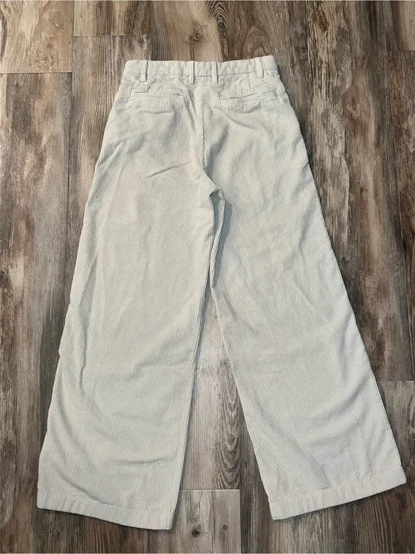 Zara Cream Wide-Leg Corduroy Pants 100% Cotton - Image 3