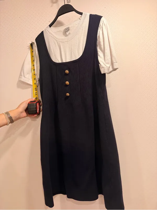 Maeve Navy/Ivory Twofer Double-Breasted Mini Dress Size XL with Gold Buttons - Image 6
