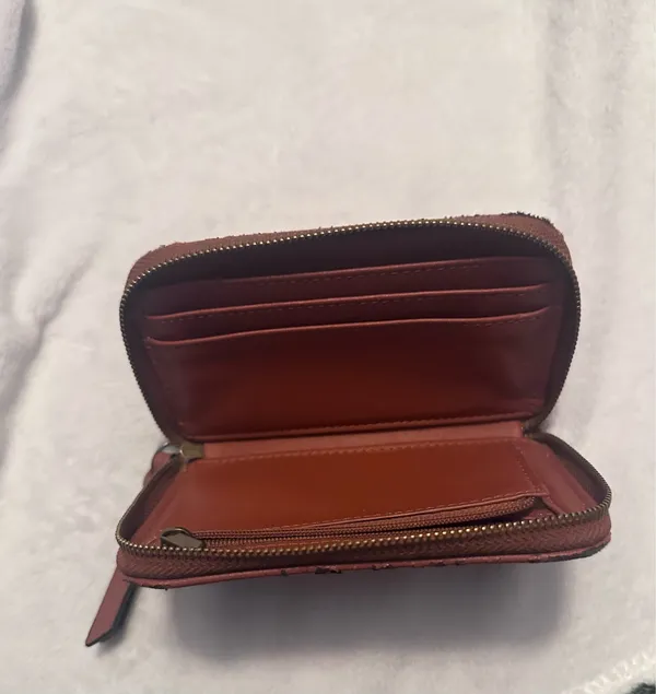Universal Threads Compact Brown Leather Zip Wallet Organizer - Image 2