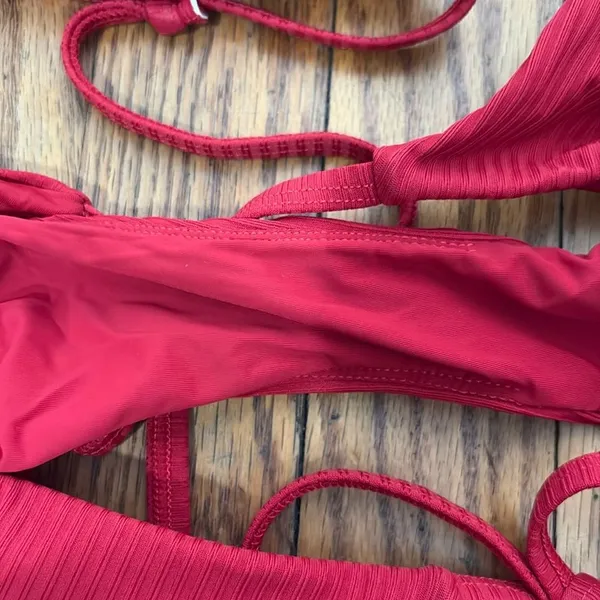 Andie String Bikini‎ Set Ribbed Flame Red size S NWOT - Image 7