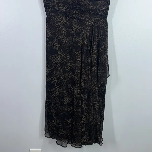 Rickie Freeman for Teri Jon chiffon animal print midi dress size 8 - Image 4