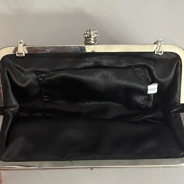 Chic Black Evening Clutch with Silver Accents - Image 2