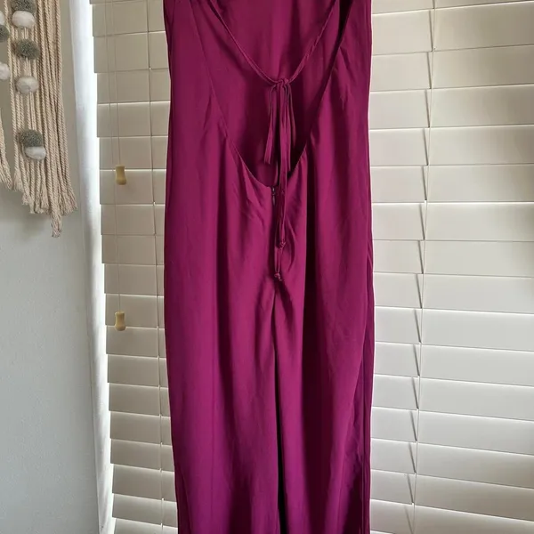 White Fox wine Burgundy Lace Halter Maxi Gown Open Back Formal Dress xl - Image 7