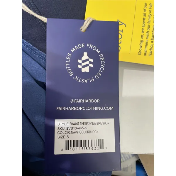 Fair Harbor Bayview bike short navy colorblock Women's S‎ Back Zipper Pocket NWT - Image 5