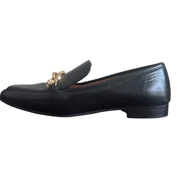 Tory Burch Jessa Black Leather Horsebit Horsehead Loafers Gold Size 8 - Image 11