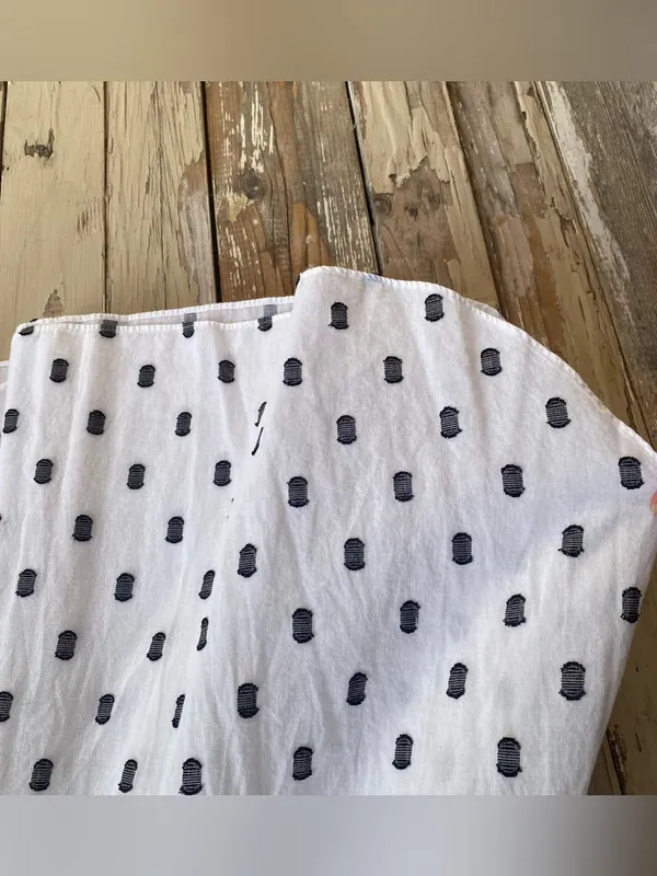 Loft white cotton lightweight mandarin collar tunic blouse black polka dot L - Image 3