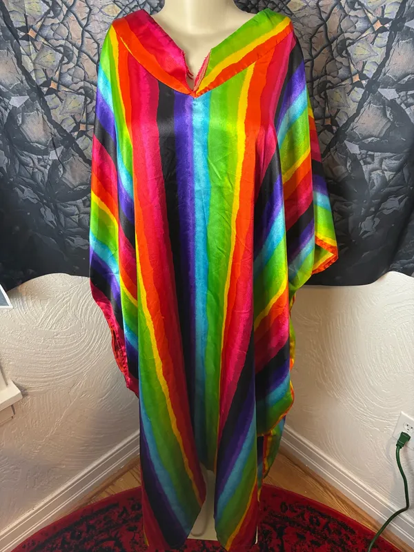 Rainbow Silky Robe/ Poncho/ Dress (Vintage!) Multiple - Image 2