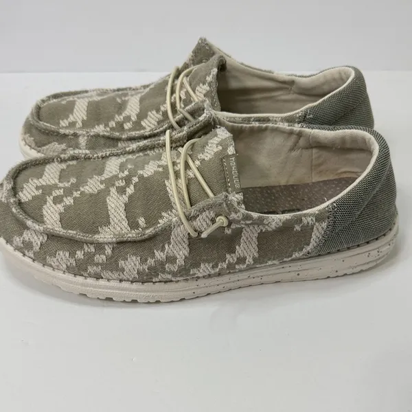 Hey Dude Beige and Cream Patterned Loafers - Image 4