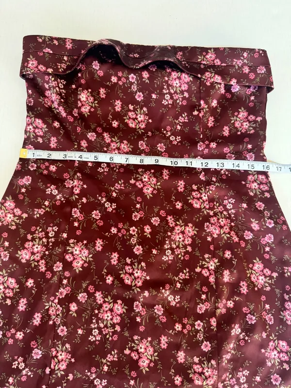 NWT Altar’d State Analissy Burgundy Satin Floral Strapless Mini Dress sz L Large - Image 11