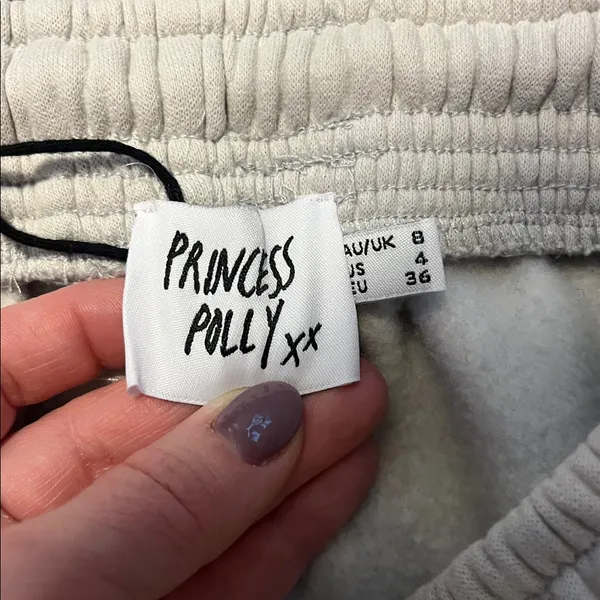 Princess Polly Women’s Track‎ Pants Bubble Text Grey & Cloud White Size 4 - Image 7
