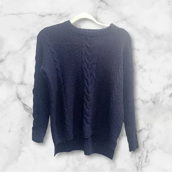 ✨Madewell Navy Easy Cable Knit Merino Wool Sz XS Sweater✨ - Image 9