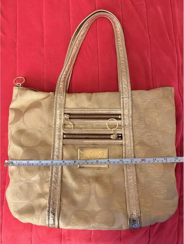 Coach Poppy Signature Metallic Gold Glam Tote 2009 - Image 5