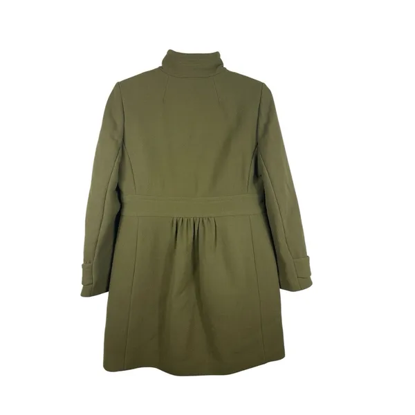 J.Crew Double Cloth Olive Green Wool Blend Coat Jacket Button Front M READ - Image 3