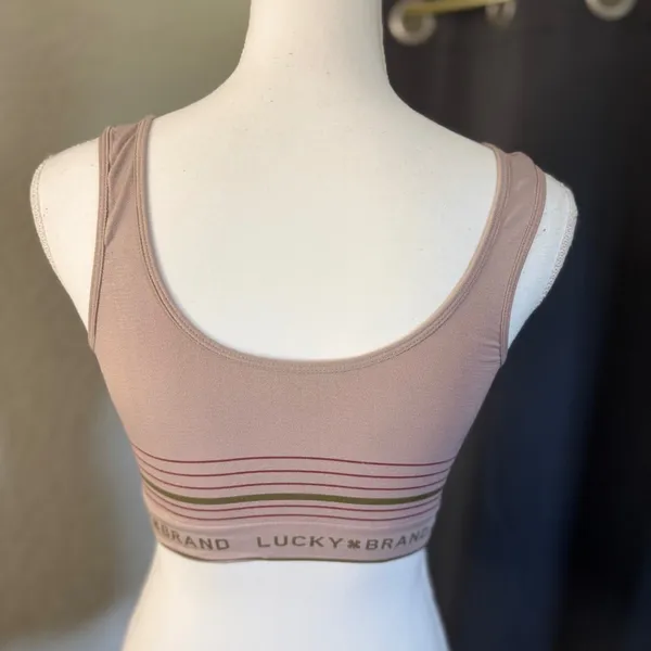 Lucky Brand Womens‎ Seamless Logo Striped Bralette Mauve Size 1X - Image 6