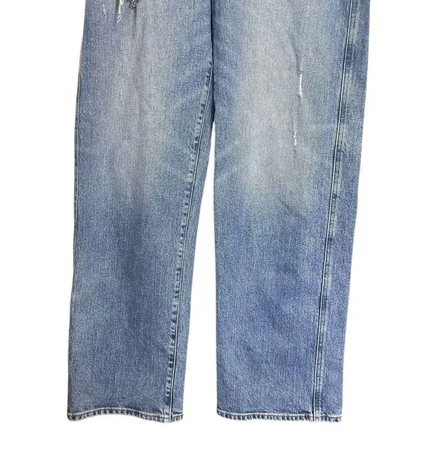 Express Womens Sz 6 Regular Relaxed Straight Low Rise Distressed Wide Leg Jeans - Image 3