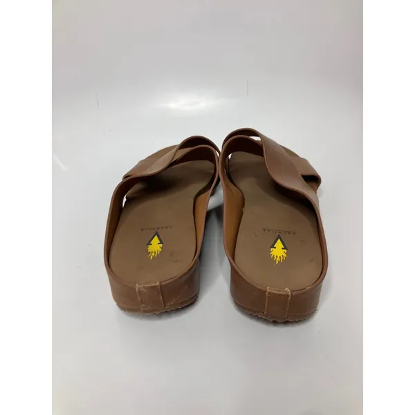 Volatile Cross Strap Sandals Womens 11 Brown Good Leather Platform Slides UQ001 - Image 6