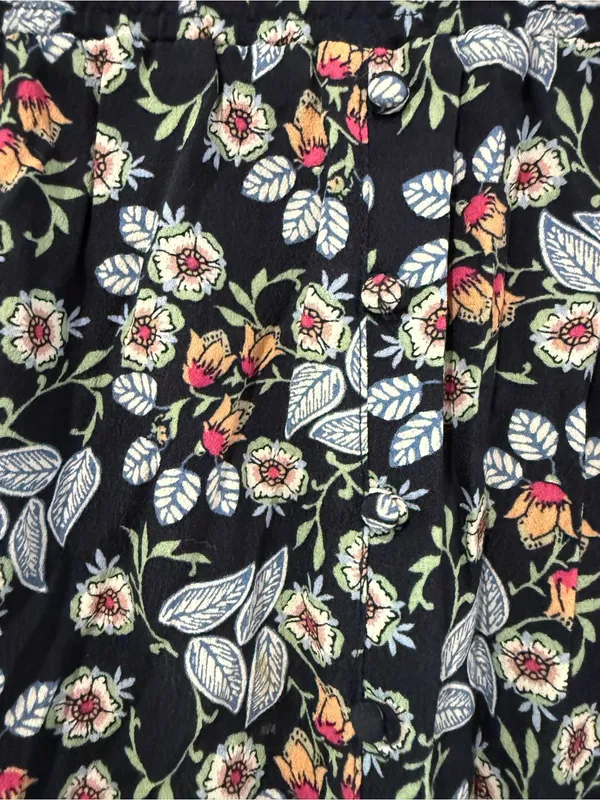 LOFT Navy Floral High-Low Skirt - Image 4