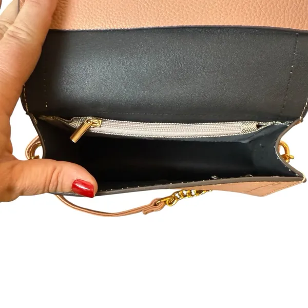 Kate Spade New York Knott‎ Pebbled Leather Flap Crossbody Bag Pink Chain Detail - Image 5