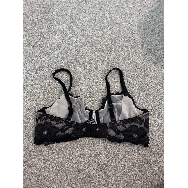 Victoria's‎ Secret Body by Victoria Black Floral Lace Unlined Demi Bra 36D - Image 5