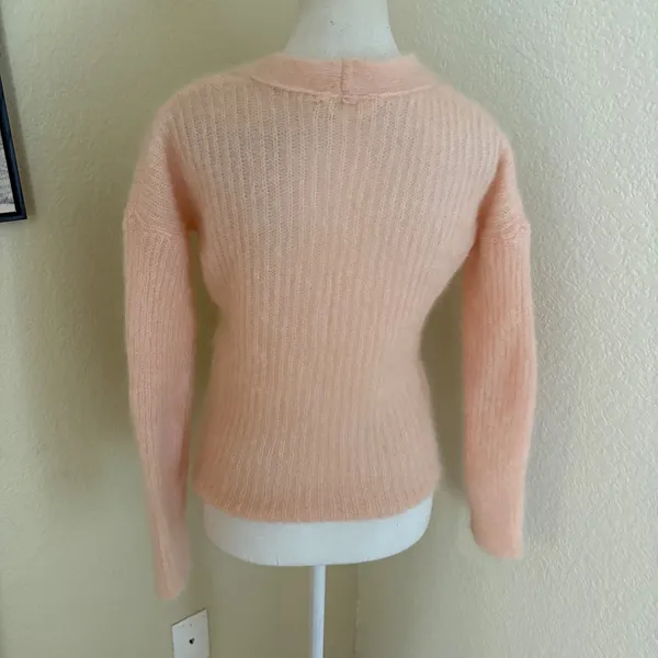 SEZANE Pink Mohair Blend V Neck‎ Knit Sweater Size Small - Image 2