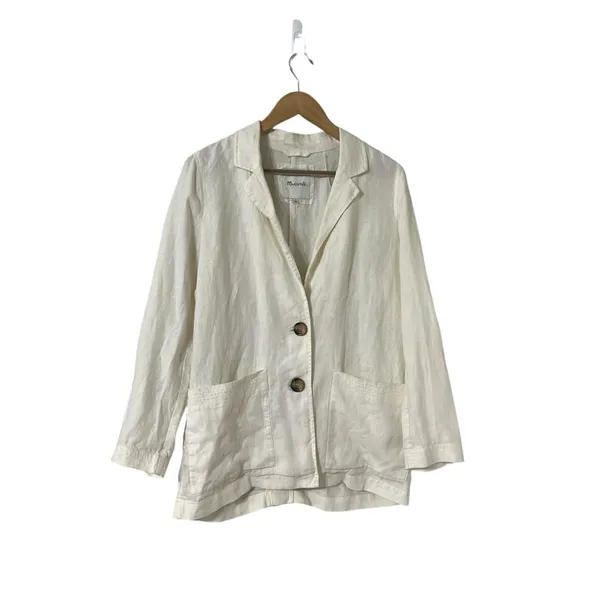 MADEWELL Linen Button Up Blazer Jacket - Image 5