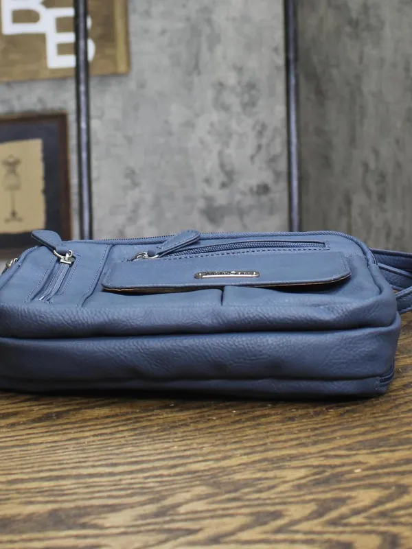 Multi Sac Faux Leather Shoulder Bag Square Dusty Blue One Size - Image 3