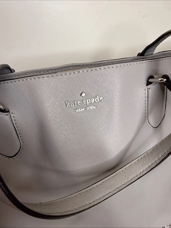 Kate Spade Light gray Saffiano Leather Tote shoulder bag purse - Image 3
