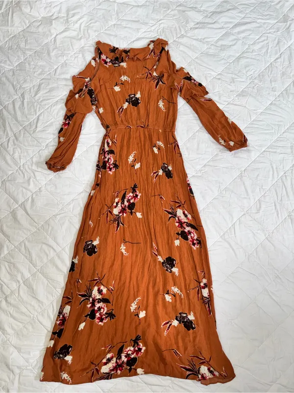 Dance & Marvel Rust Floral Ruffle Maxi Dress - Image 5