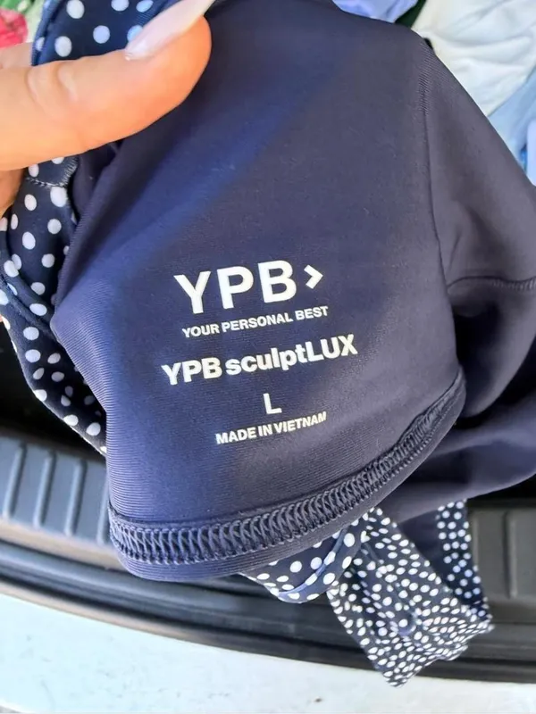 NWOT Abercrombie YPB Sculpt Lux Mini tennis workout Dress Sz L Navy blue with white polka dots #y2k - Image 7
