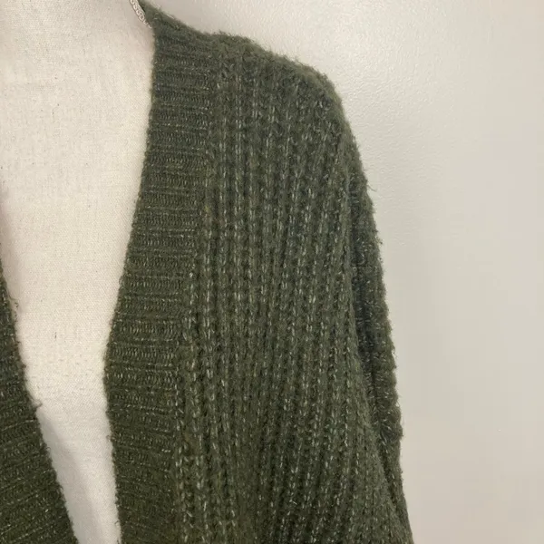 N21 Oversized Ribbed Knit Olive Green Cardigan Sweater Designer Cardigan - Image 3