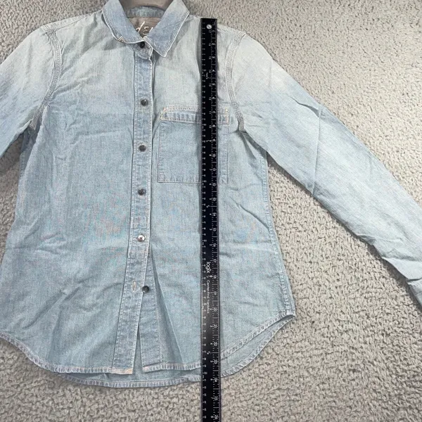 Madewell Denim Button Up Shirt Women XS‎ Long Sleeve Casual Preppy Nautical - Image 4