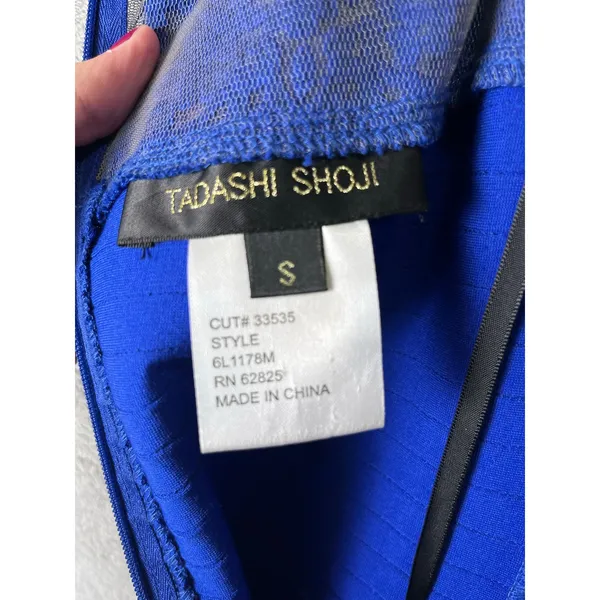 Tadashi Shoji Lace Fit Flare Midi Dress Blue Romantic Wedding Guest‎ Luxe Small - Image 6