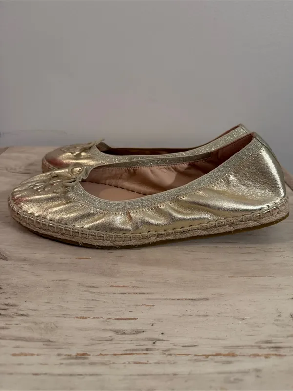 Kate Spade Clubhouse Leather Espadrille Flats in gold - Image 5