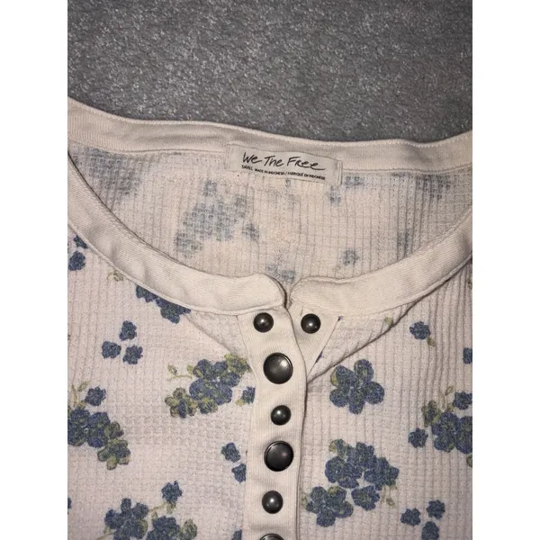 We The Free Free People Everest Floral Thermal Henley Long Sleeve Top - Image 5
