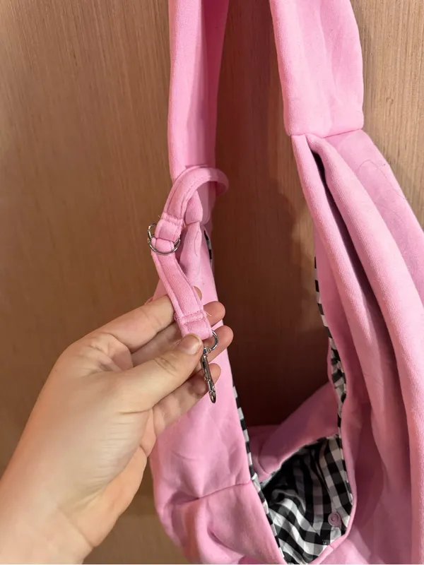 Pink Women’s Hobo Sling Dog Carrying Bag - Soft Fabric Shoulder Tote - Image 2