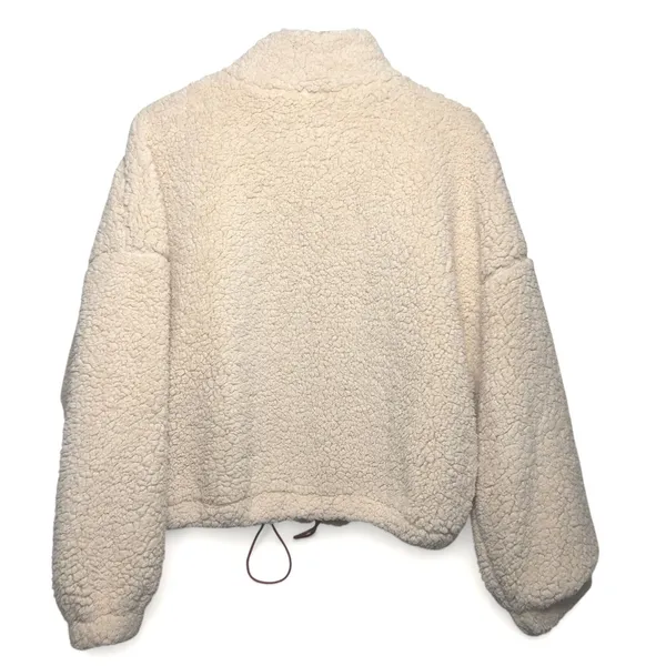 Urban Outfitters Teddy Sherpa Jacket Womens M‎ Cream Cropped Full Zip Fleece - Image 4