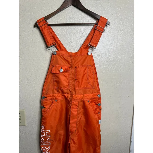 Joyrich Orange Nylon Utility Bib Overalls Jumpsuit Logo Streetwear Womans L - Image 4