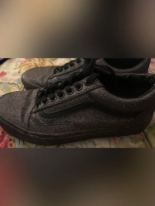 Vans Old Skool Black Rainbow Glitter Sneakers Like New Women 9 - Image 2