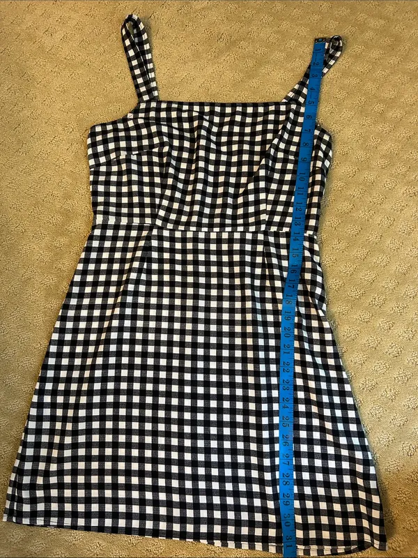 bp Black and White Gingham Square-Neck Mini Dress, Small - Image 6