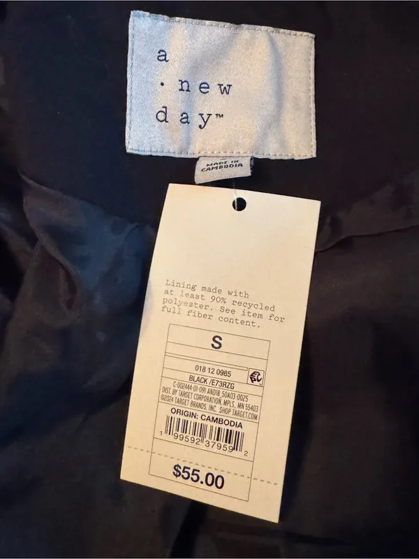 A new day Women's BlackDrawstring Waist Parka Jacket small NWT - Image 5