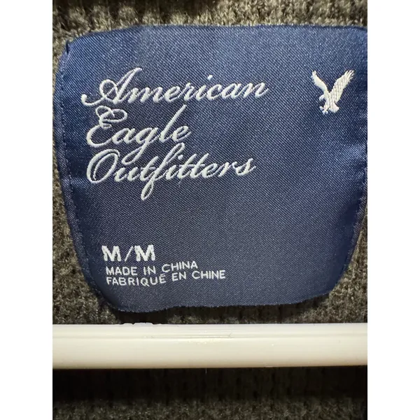 American‎ Eagle Y2K Olive Green Shawl Collar Button Cardigan Sweater Medium - Image 2