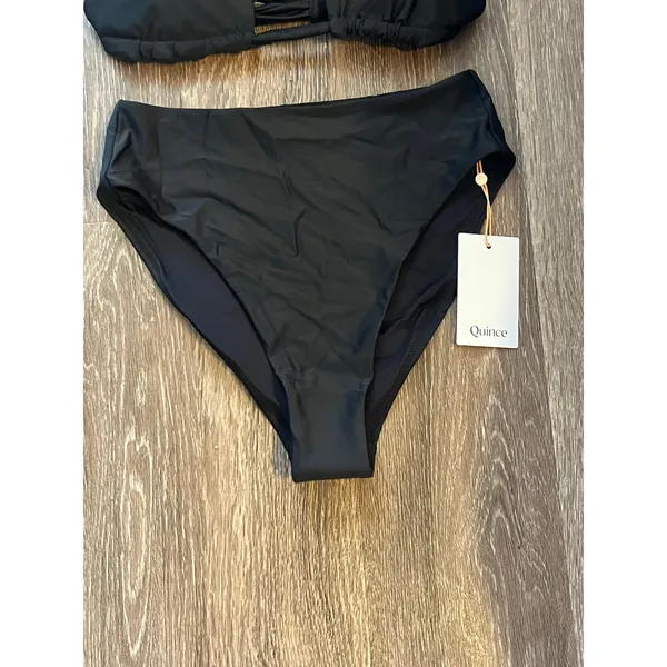 Quince Triangle Bikini Top and High Rise Bottom in Black Size M NWT! - Image 3