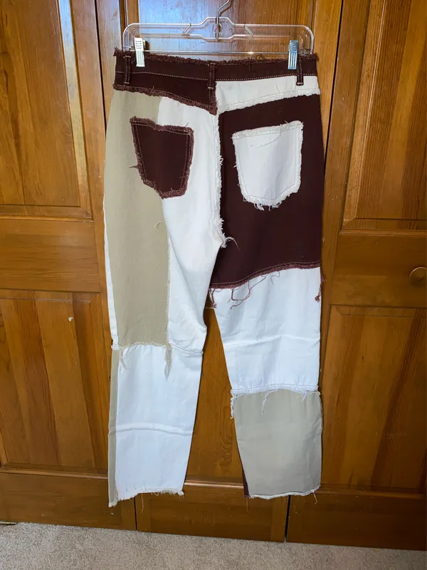 SheIn Brown Patchwork Jeans - Image 5