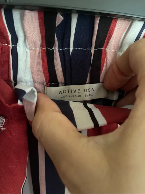 Active USA Red, Navy, White & Pink Striped Wide-Leg Pants - Image 2