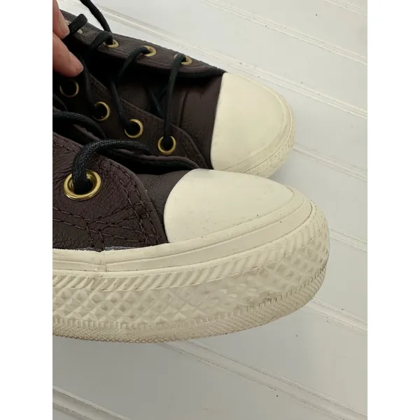 Converse Chuck Taylor All Star Leather High Top Sneakers Brown Men 5.5 Women 7.5 - Image 10